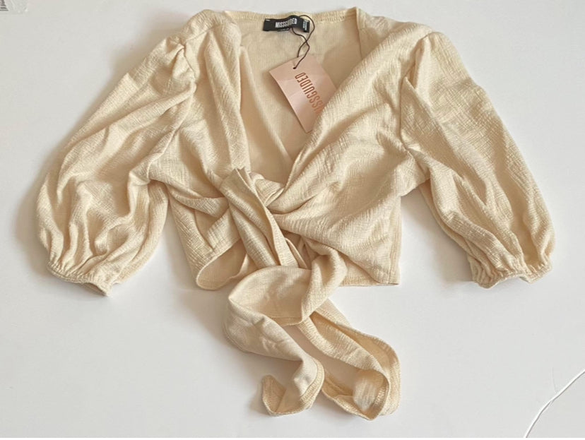 Missguided beige tie top size 10