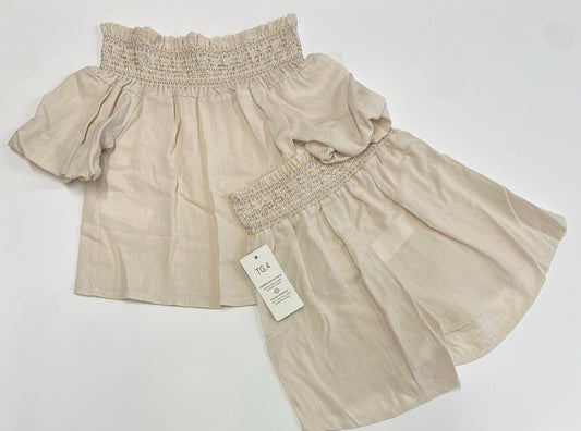Girls beige shorts and top set 4 & 6 years