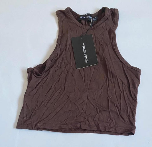 Brown pretty little thing crop top size 10