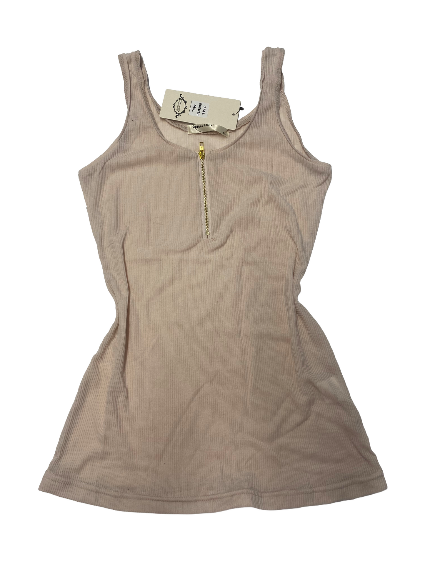 Ladies beige zip top