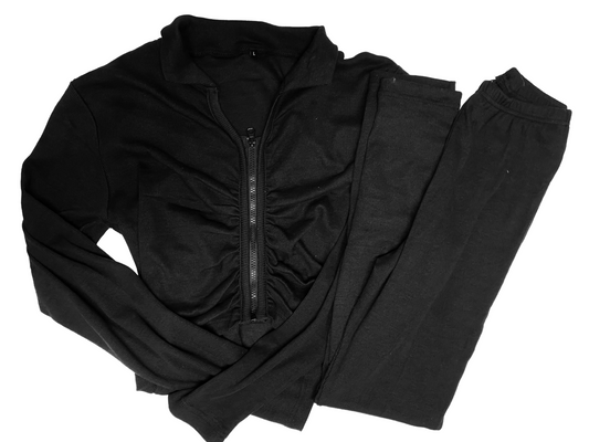 Ladies black leggings and jacket set