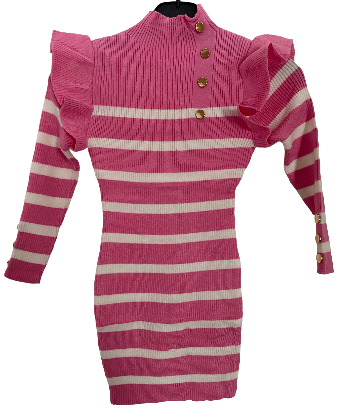 Girls pink & white stripe jumper dress