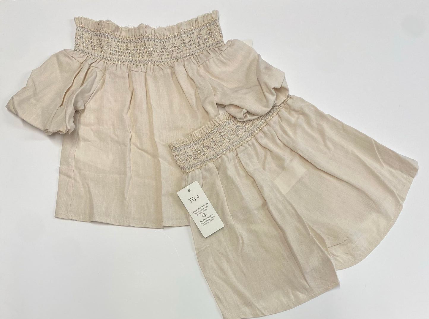 Girls beige shorts and top set 4 & 6 years